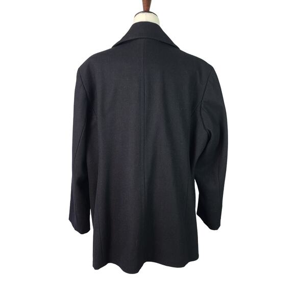 Marvin Richards Black Wool Blend Double Breasted Coat  NEW 2 X - Picture 3 of 6